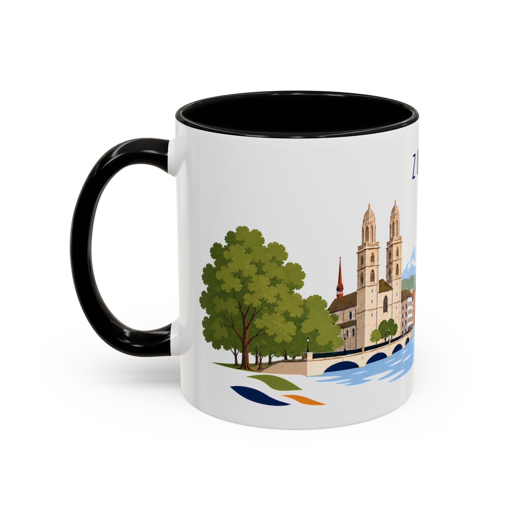 Zurich Coffee Mug | Switzerland Travel Souvenir | Porcelain Decal City Gift | 11oz 15oz Accent Mug