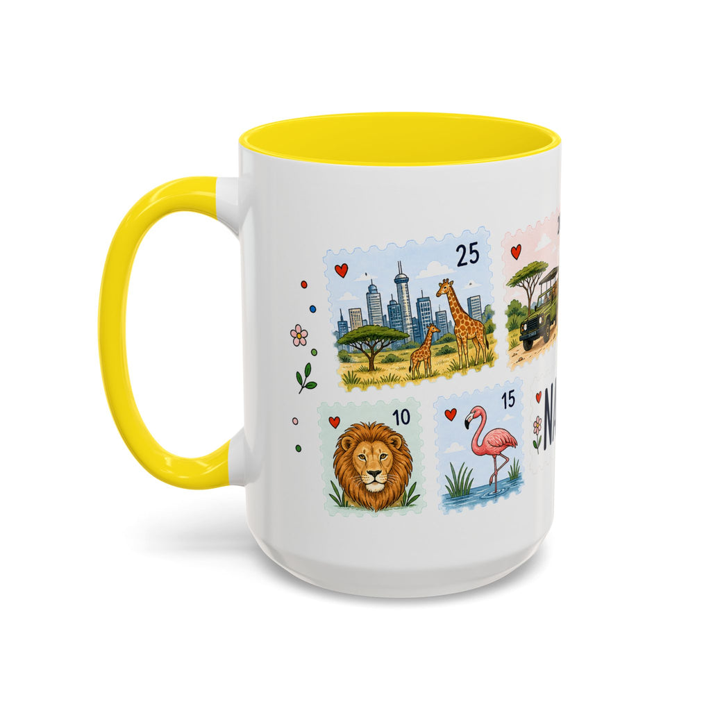 Nairobi Coffee Mug | Postage Stamp Collage Mug | Travel Souvenir Accent Cup 11oz 15oz