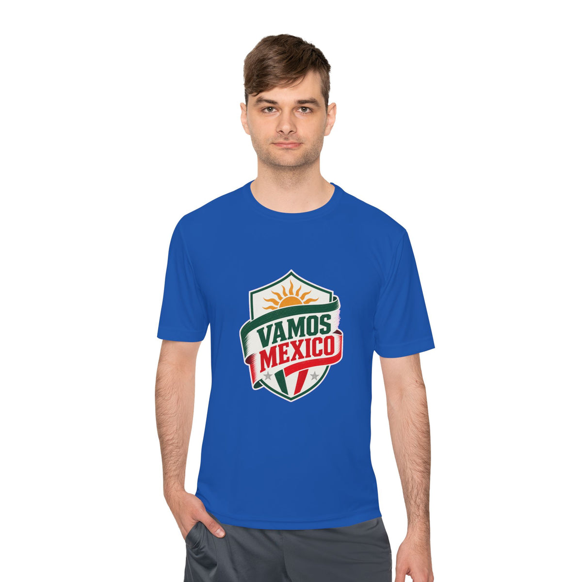 Vamos Mexico Soccer Fan Tee, Moisture Wicking Sport Shirt