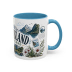 New Zealand South Island Coffee Mug | Travel Destination Souvenir Gift | Accent Color Ceramic 11oz 15oz