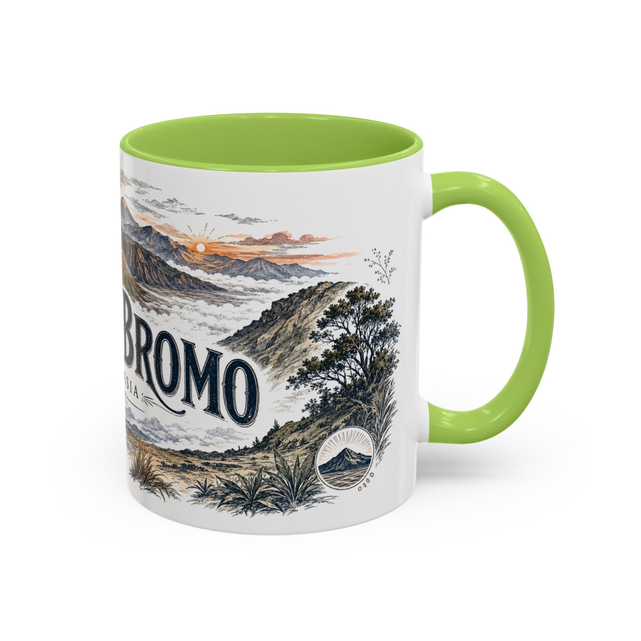 Mount Bromo Mug, Indonesia Travel Souvenir, Bucket List Gift, Accent Ceramic Coffee Mug 11oz 15oz