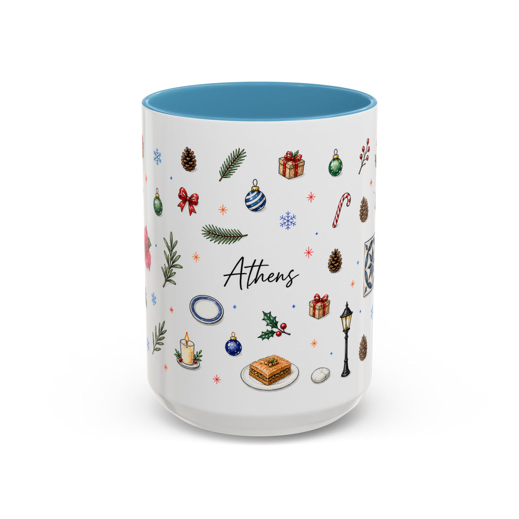 Athens Christmas Mug | Watercolor City Souvenir, Travel Gift (11oz/15oz)