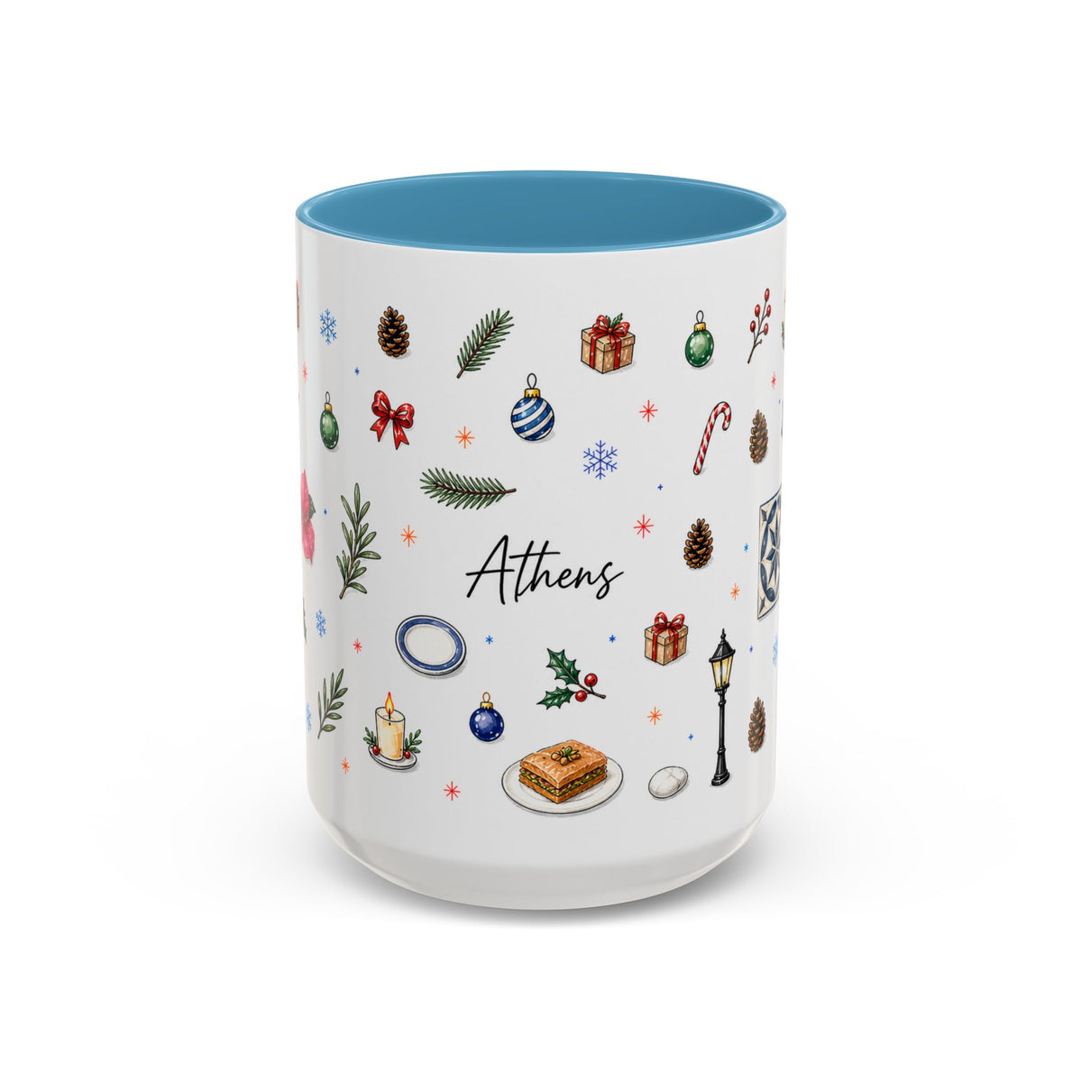 Athens Christmas Mug | Watercolor City Souvenir, Travel Gift (11oz/15oz)