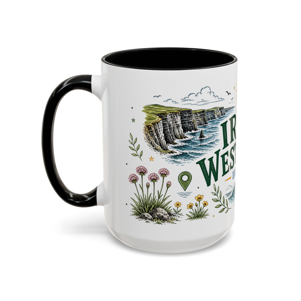Irish West Coast Coffee Mug | Travel Destination Souvenir Gift | Accent Color Ceramic 11oz 15oz