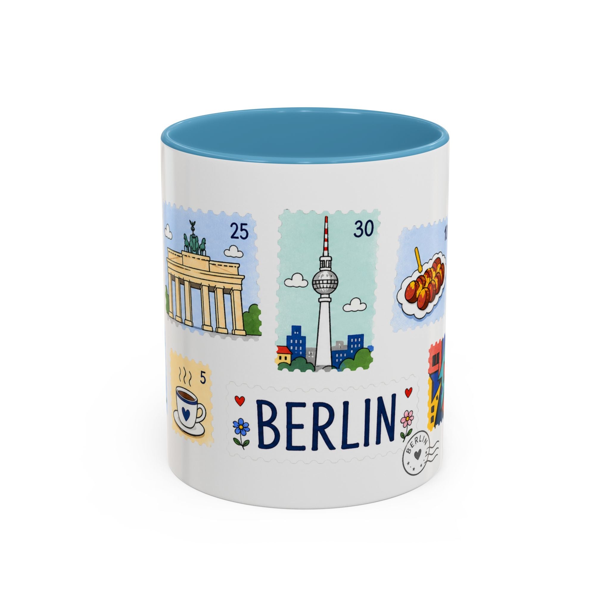Berlin Coffee Mug | Postage Stamp Collage Mug | Travel Souvenir Accent Cup 11oz 15oz