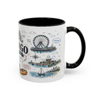 Chicago Coffee Mug | Illinois Souvenir City Gift | Accent Color Ceramic 11oz 15oz
