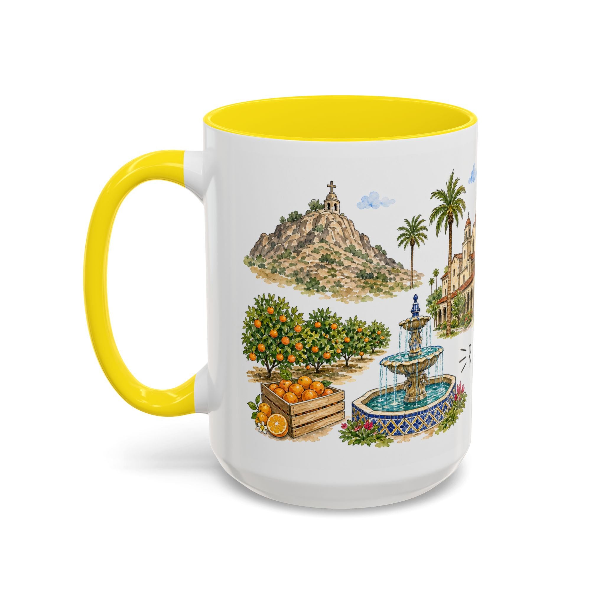 Riverside Illustrated Travel Mug | City Souvenir Accent Coffee Mug | 11oz 15oz Ceramic Cup