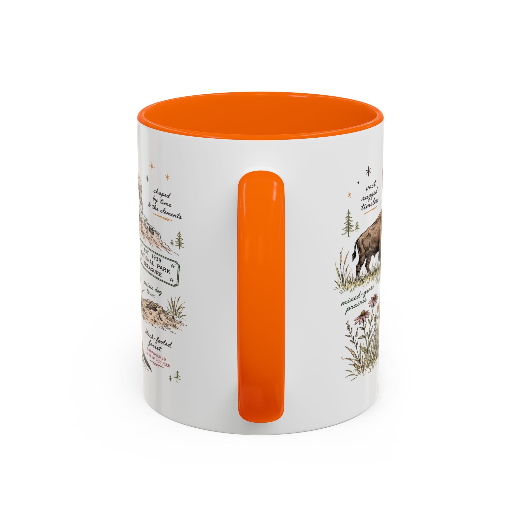 Badlands National Park Coffee Mug | South Dakota Prairie Fossil Hiking Gift | Accent Color Ceramic 11oz 15oz