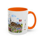 Zermatt Illustrated Travel Mug | Switzerland Souvenir Accent Coffee Mug | 11oz 15oz Ceramic Cup