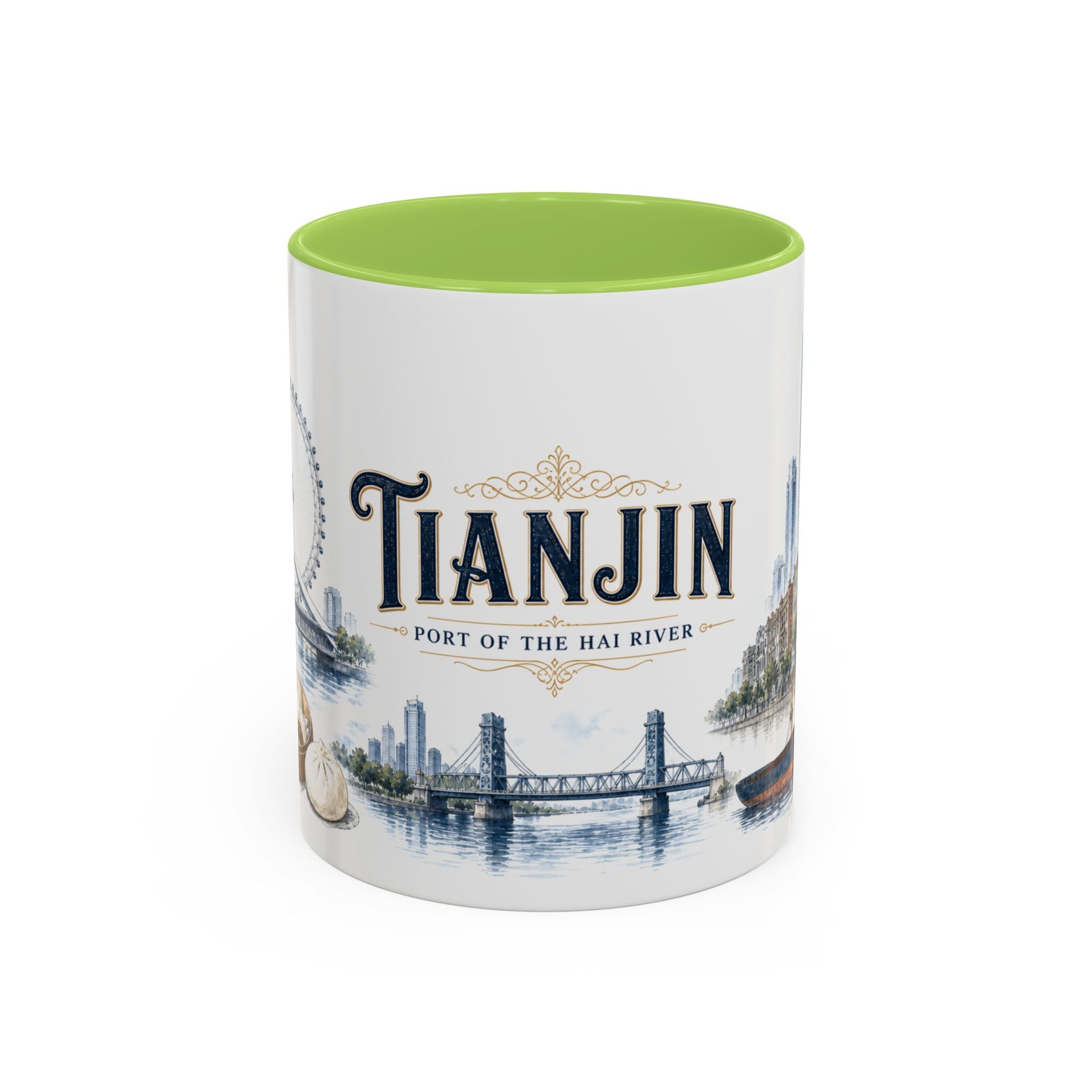 Tianjin Coffee Mug | China Travel Souvenir | Vintage Illustrated City Gift | 11 oz 15 oz Accent Mug