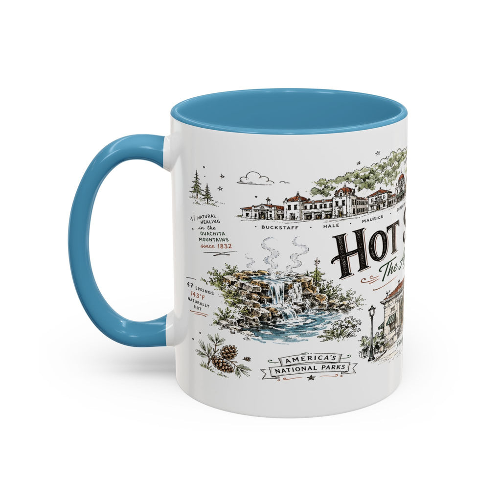 Hot Springs National Park Coffee Mug | Arkansas Thermal Spring Spa Gift | Accent Color Ceramic 11oz 15oz