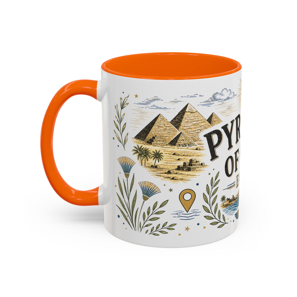 Pyramids of Giza Coffee Mug | Travel Destination Souvenir Gift | Accent Color Ceramic 11oz 15oz