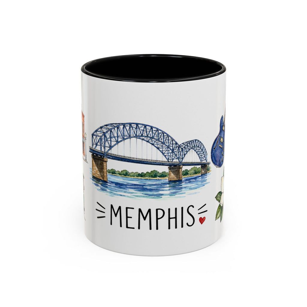 Memphis Illustrated Travel Mug | City Souvenir Accent Coffee Mug | 11oz 15oz Ceramic Cup