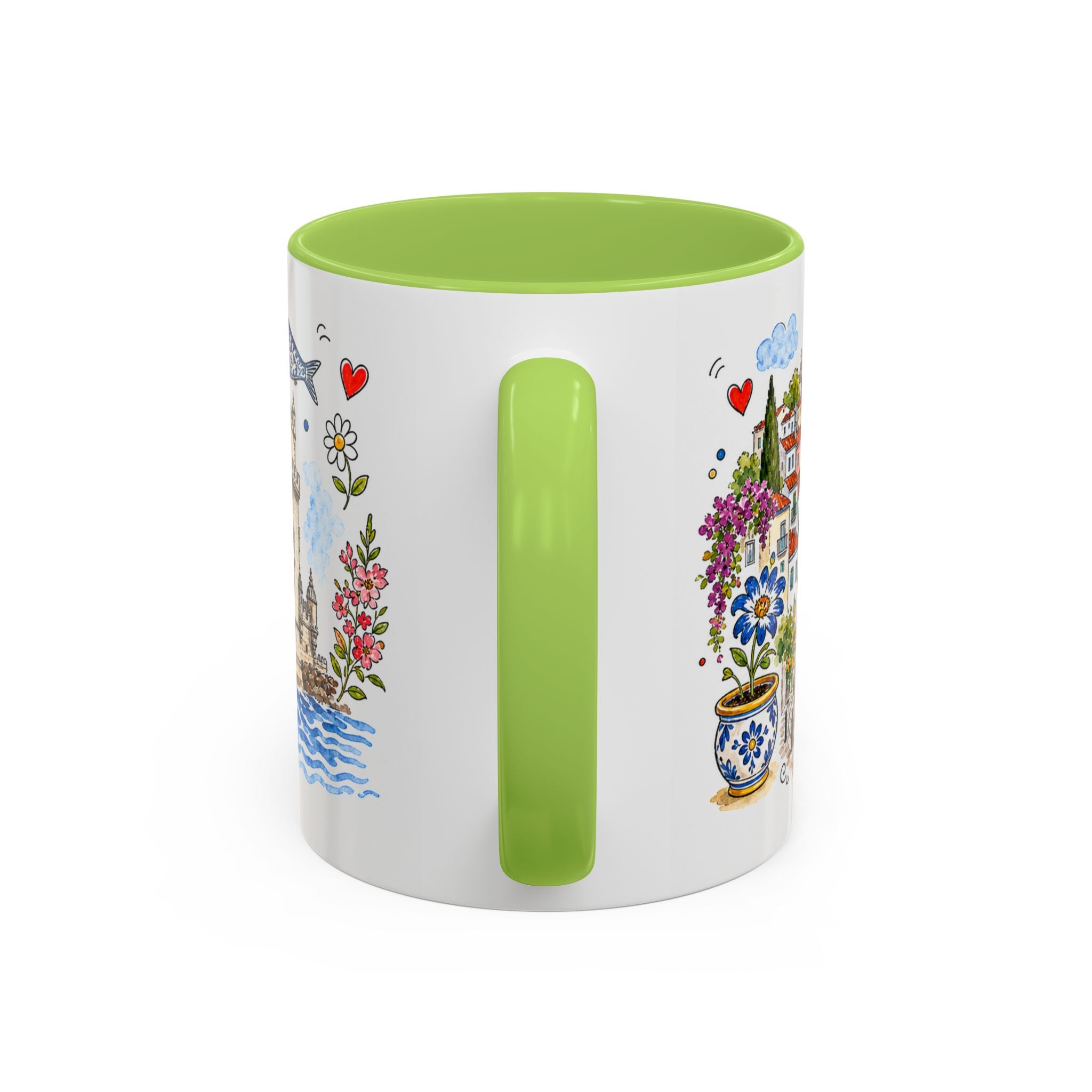 Lisbon Travel Mug | European City Souvenir Accent Coffee Mug | 11oz 15oz Ceramic Cup