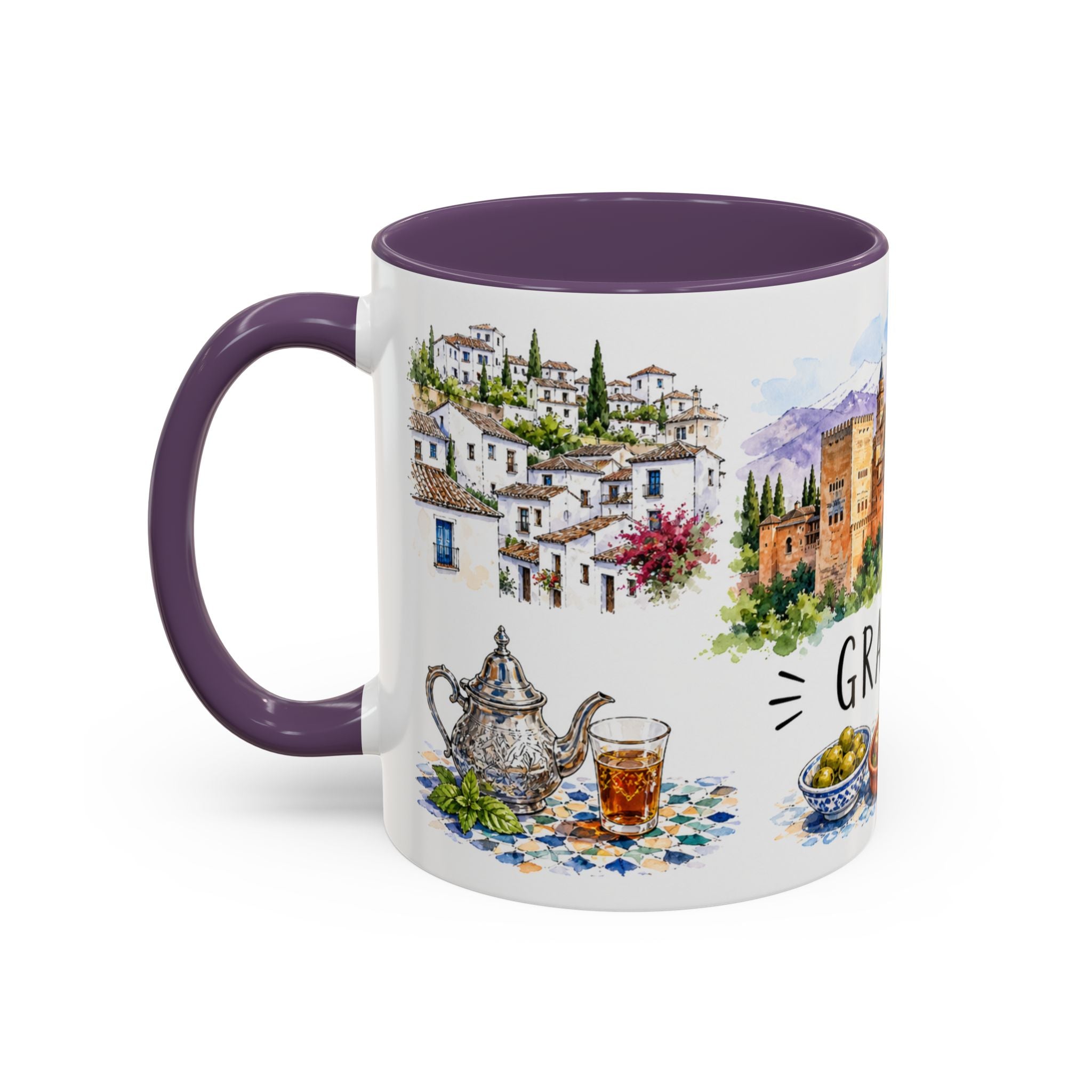Granada Illustrated Travel Mug | City Souvenir Accent Coffee Mug | 11oz 15oz Ceramic Cup