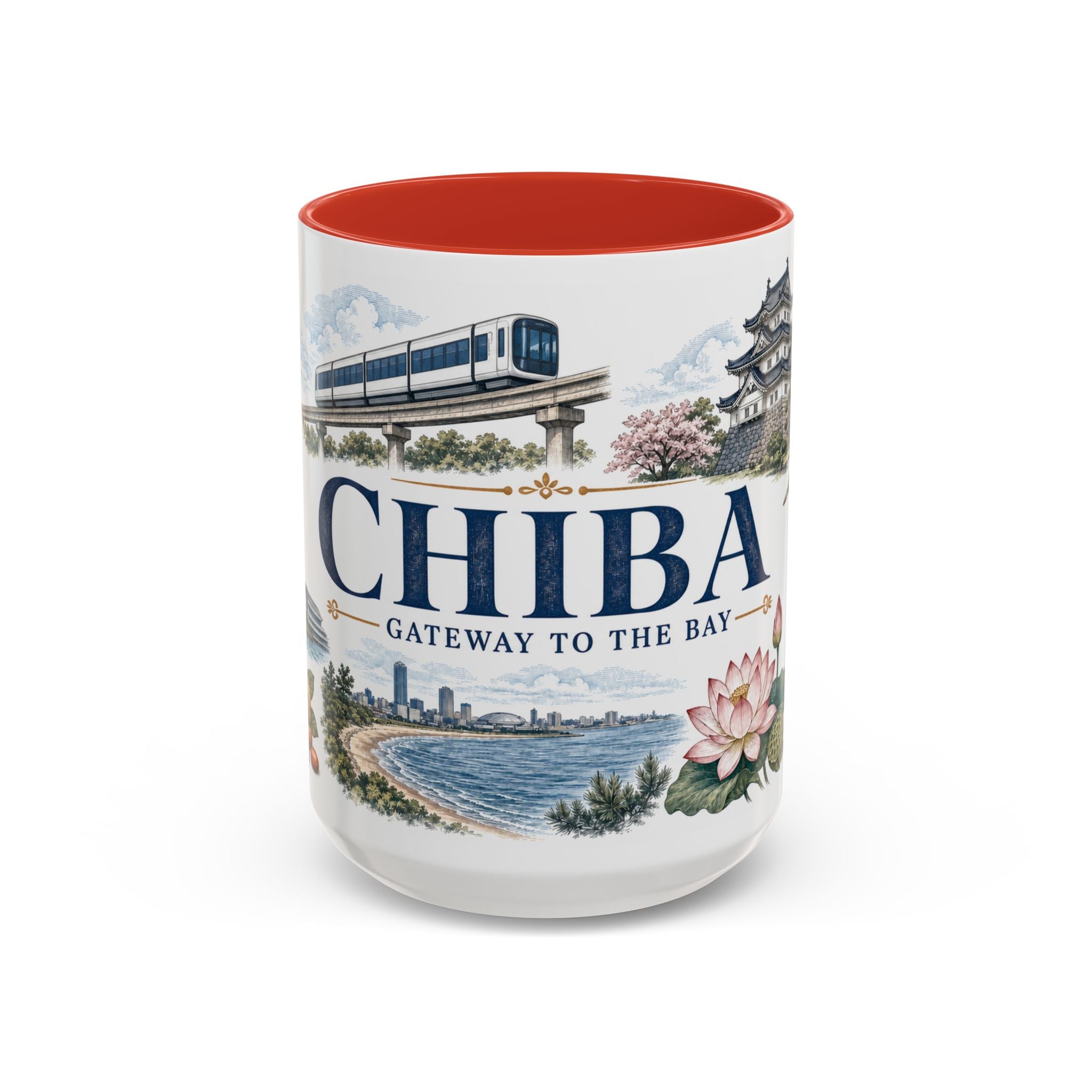 Chiba Coffee Mug | Japan Travel Souvenir | Vintage Illustrated City Gift | 11 oz 15 oz Accent Mug