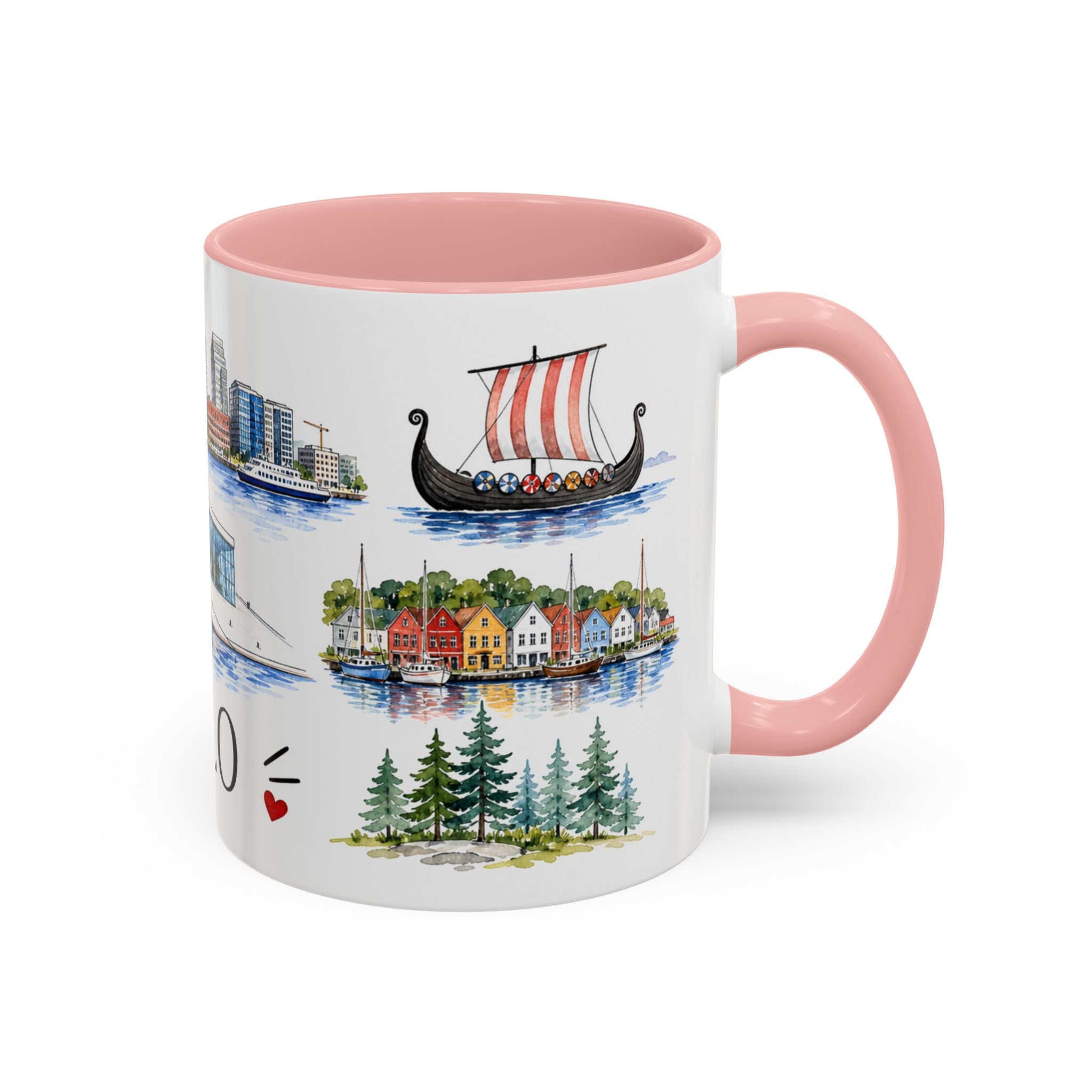 Oslo Illustrated Travel Mug | City Souvenir Accent Coffee Mug | 11oz 15oz Ceramic Cup