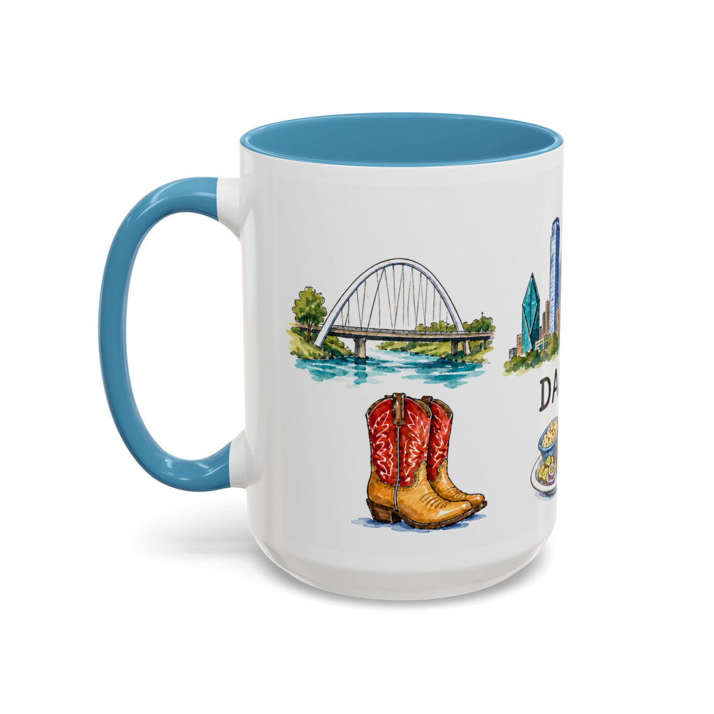 Dallas Illustrated Travel Mug | City Souvenir Accent Coffee Mug | 11oz 15oz Ceramic Cup