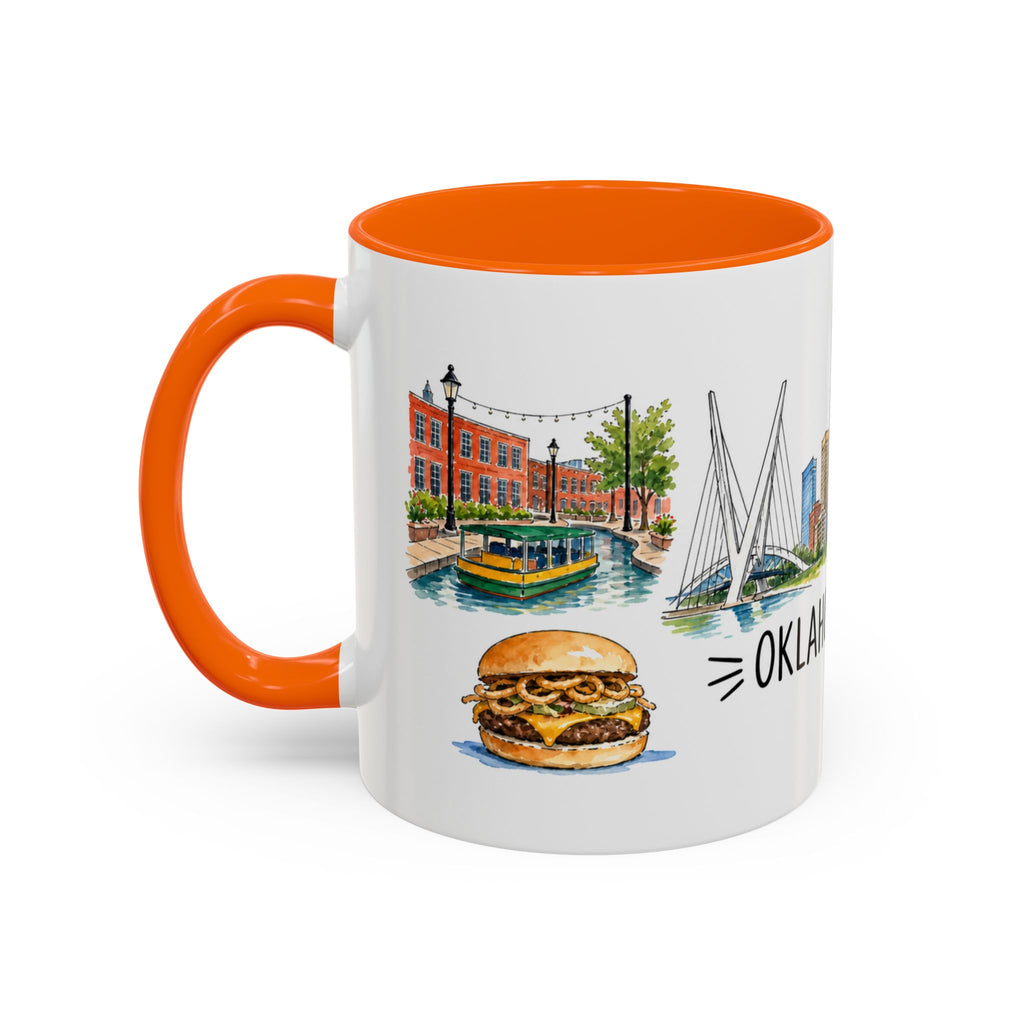Oklahoma City Illustrated Travel Mug | City Souvenir Accent Coffee Mug | 11oz 15oz Ceramic Cup