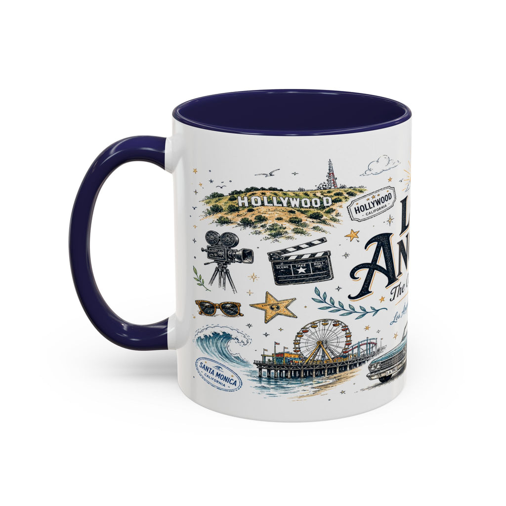Los Angeles Coffee Mug | California Souvenir City Gift | Accent Color Ceramic 11oz 15oz