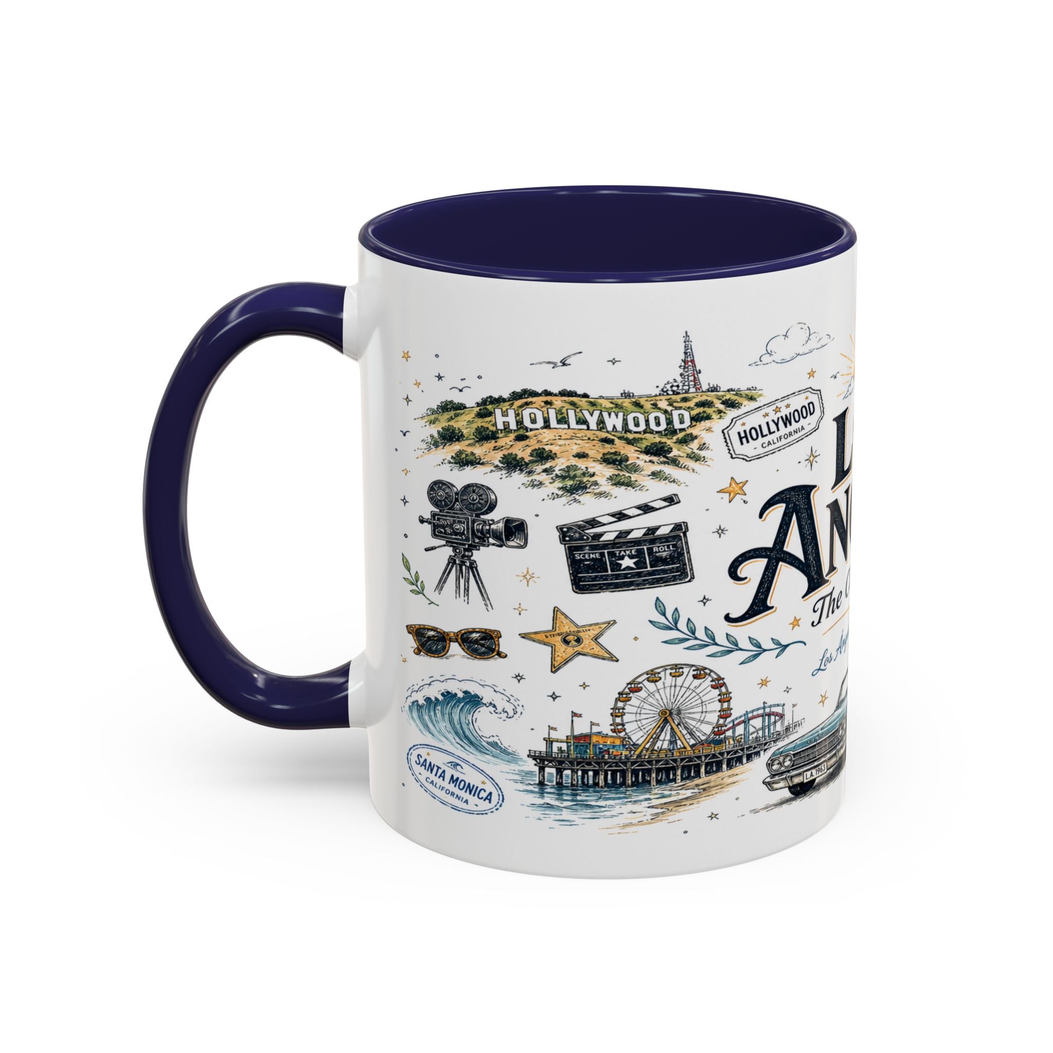 Los Angeles Coffee Mug | California Souvenir City Gift | Accent Color Ceramic 11oz 15oz