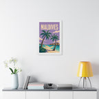 Maldives Beach Maldives Framed Poster | Vintage Travel Wall Art | Black Walnut White Frame | 16x24 20x30