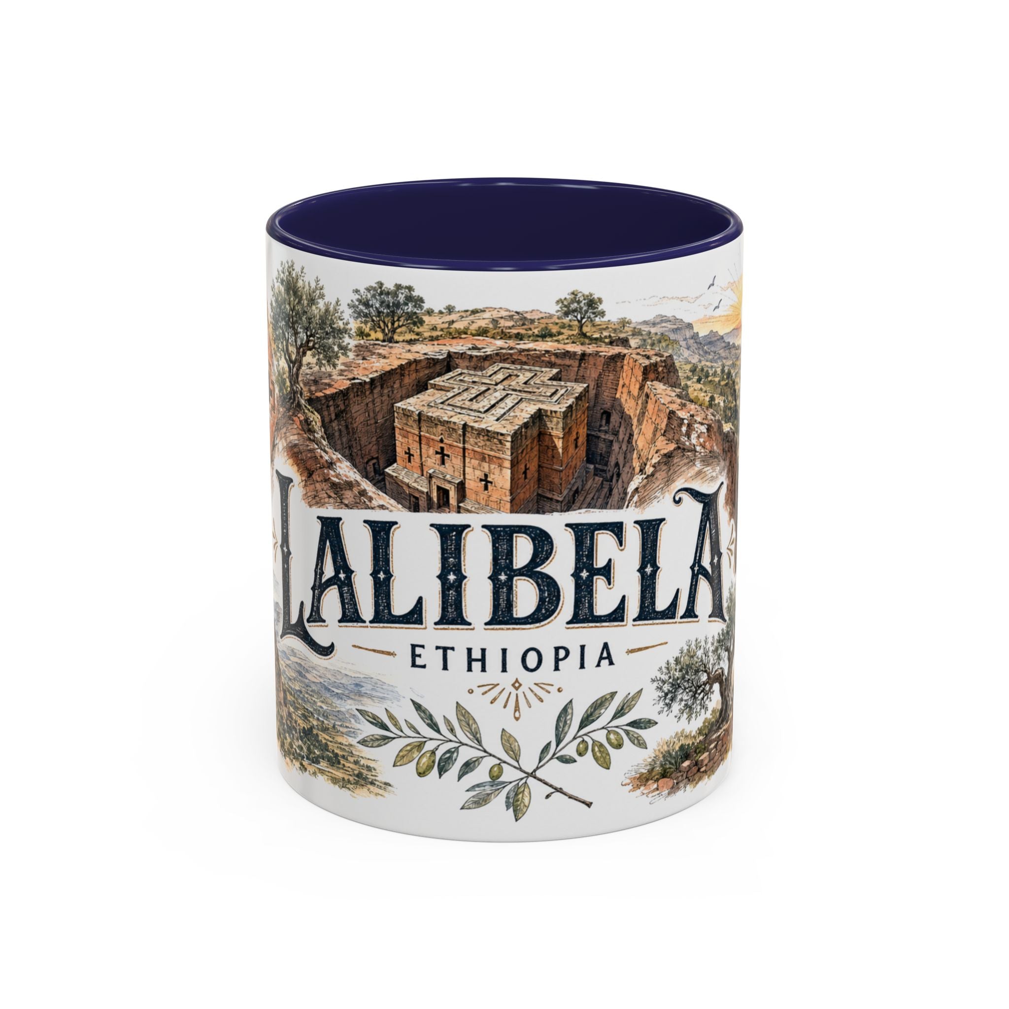 Lalibela Mug, Ethiopia Travel Souvenir, Bucket List Gift, Accent Ceramic Coffee Mug 11oz 15oz