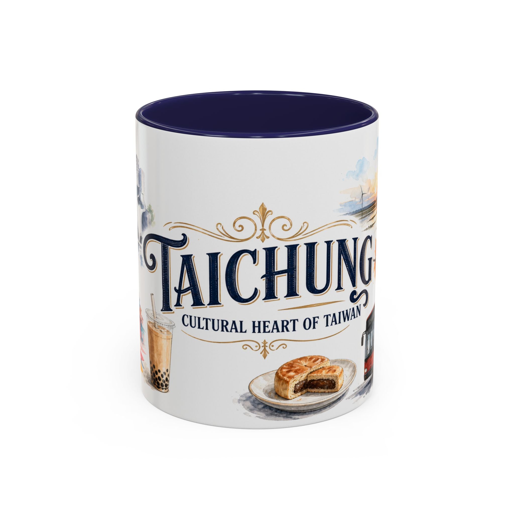 Taichung Coffee Mug | Taiwan Travel Souvenir | Vintage Illustrated City Gift | 11 oz 15 oz Accent Mug