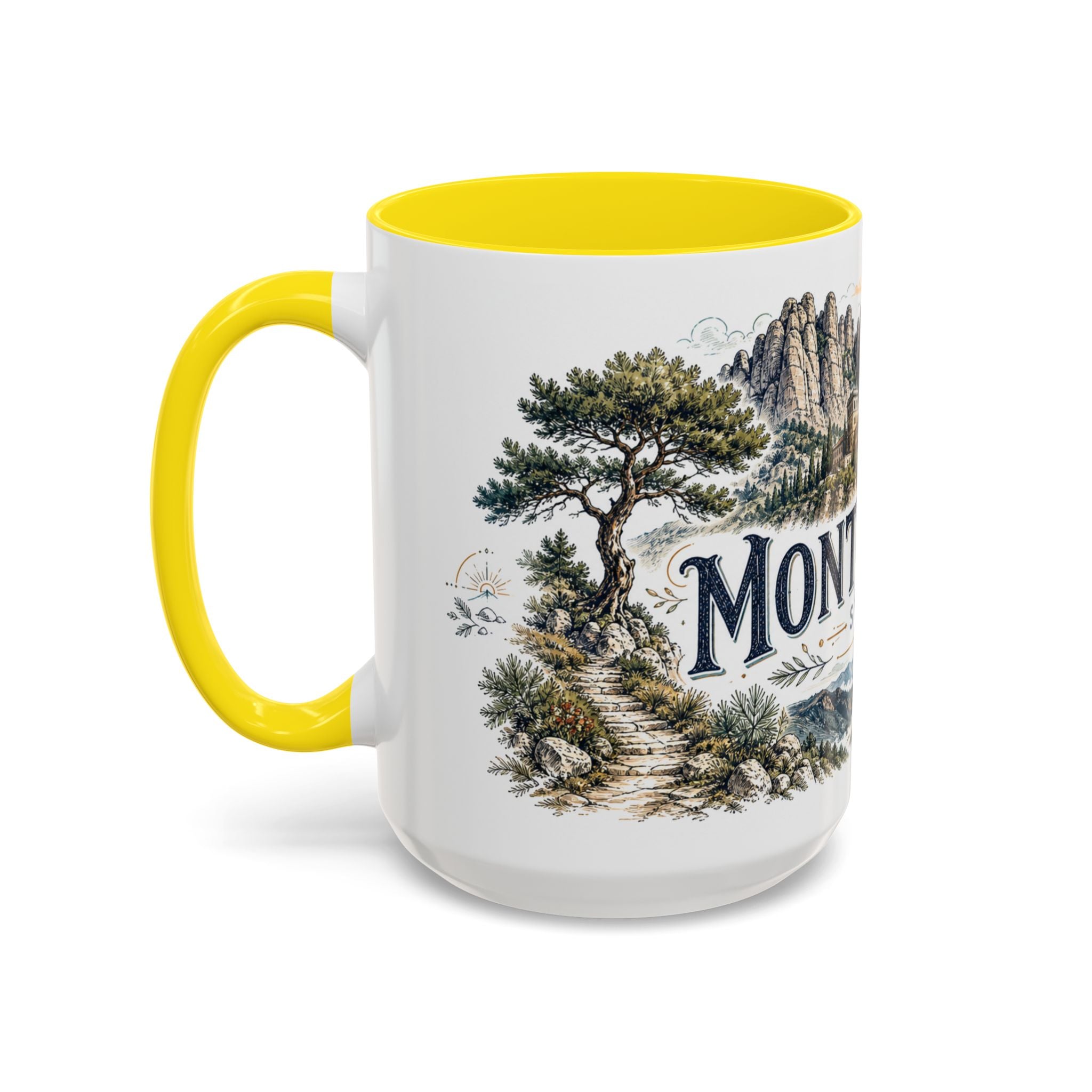 Montserrat Mug, Spain Travel Souvenir, Bucket List Gift, Accent Ceramic Coffee Mug 11oz 15oz