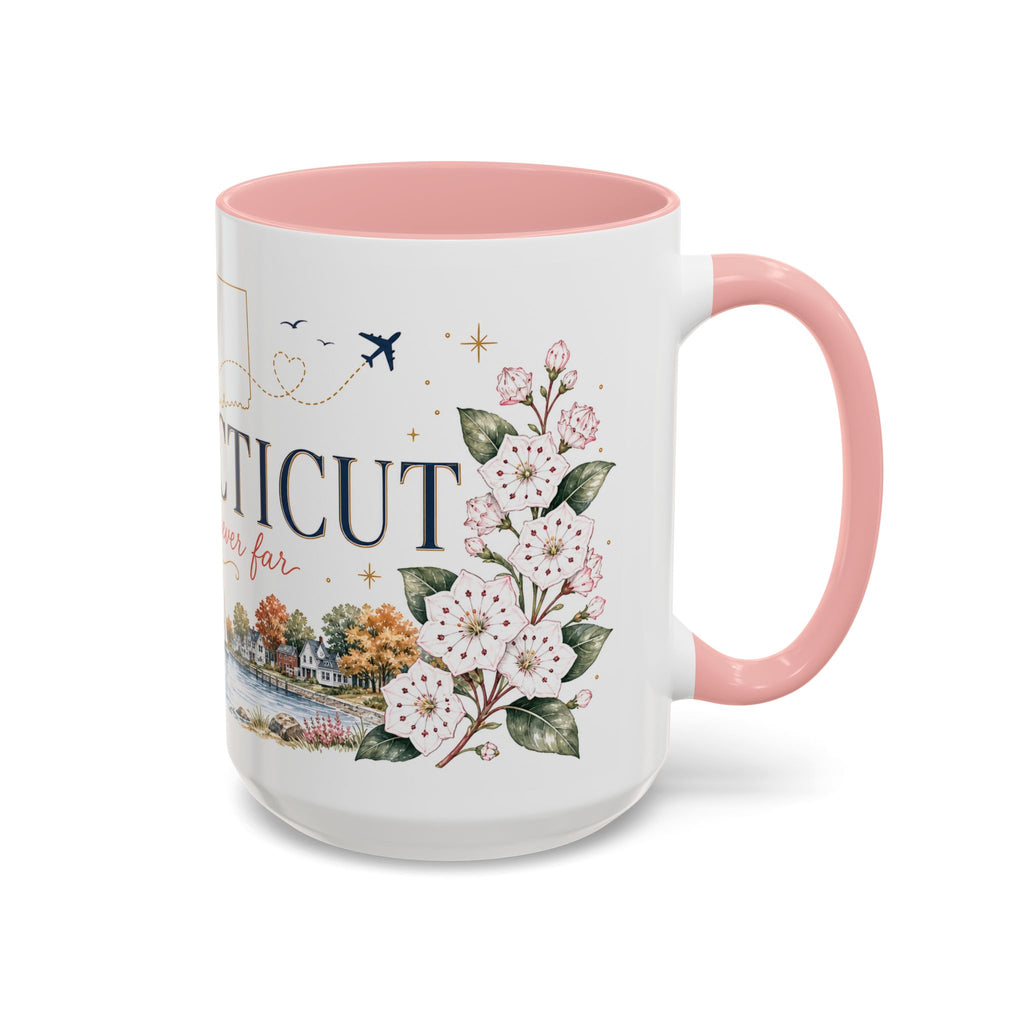 Connecticut State Map Mug | Botanical Accent Coffee Cup (11oz 15oz)