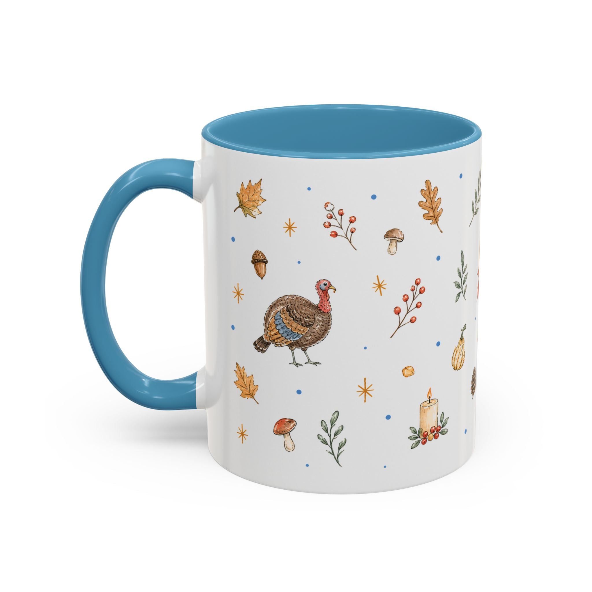 Thanksgiving Turkey Mug | Friendly Woodland Watercolor Gift | Autumn Accent Cup 11oz 15oz