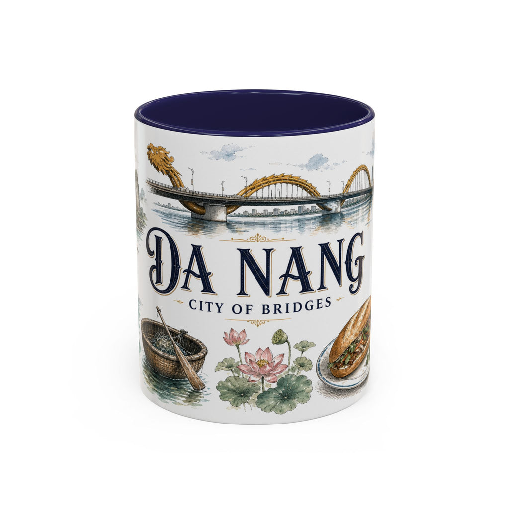 Da Nang Coffee Mug | Vietnam Travel Souvenir | Vintage Illustrated City Gift | 11 oz 15 oz Accent Mug