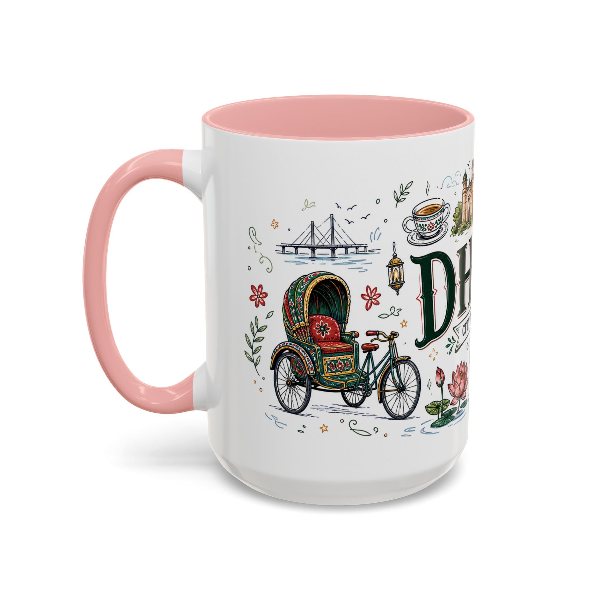 Dhaka Coffee Mug | Bangladesh Souvenir Travel Gift | Accent Color Ceramic 11oz 15oz