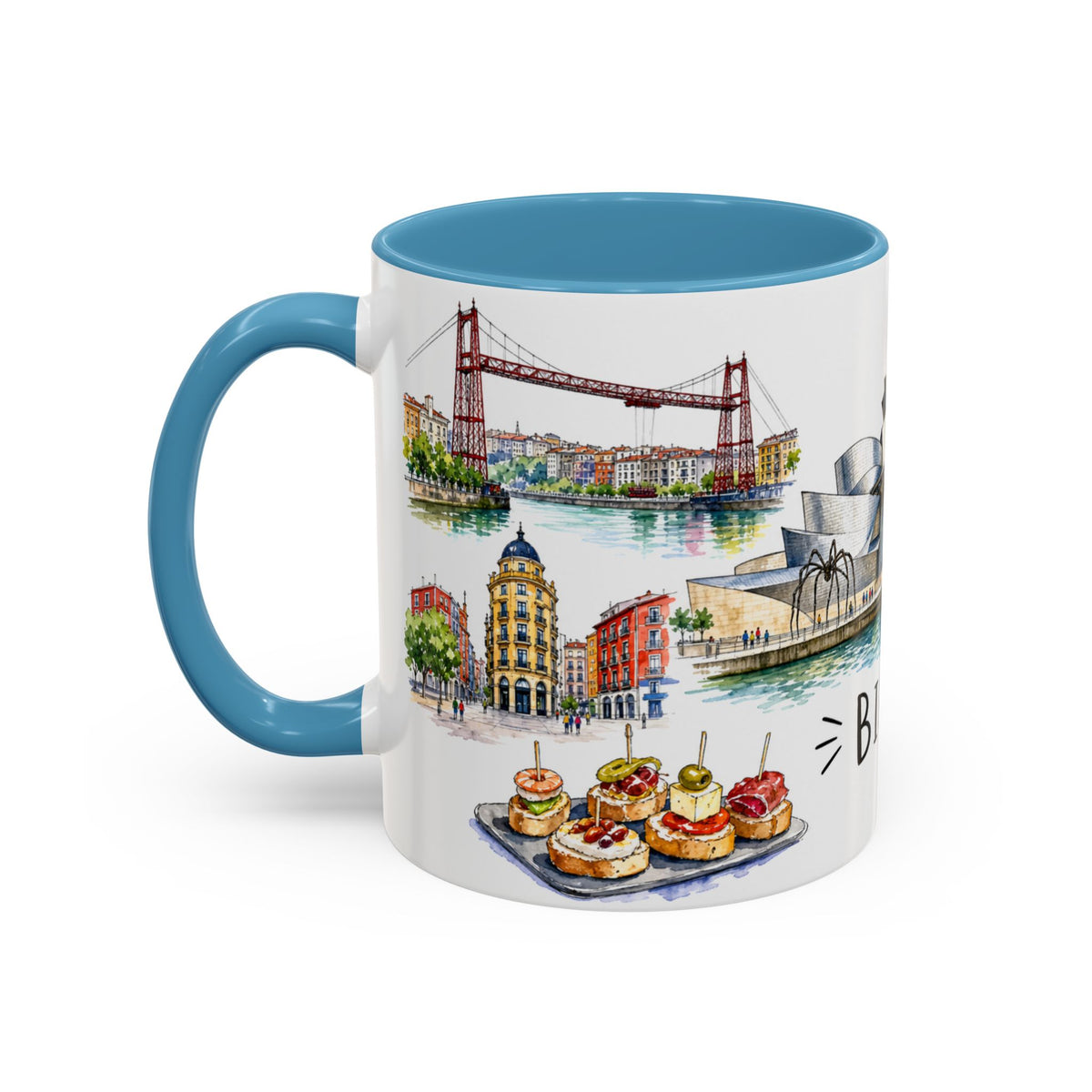 Bilbao Illustrated Travel Mug | City Souvenir Accent Coffee Mug | 11oz 15oz Ceramic Cup