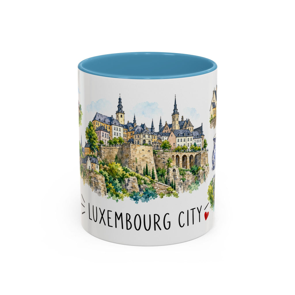 Luxembourg City Illustrated Travel Mug | City Souvenir Accent Coffee Mug | 11oz 15oz Ceramic Cup