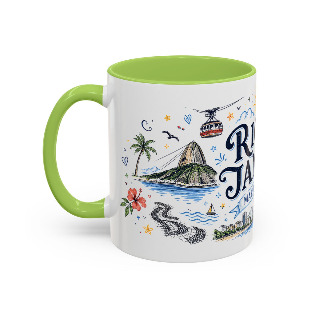 Rio de Janeiro Coffee Mug | Brazil Souvenir Travel Gift | Accent Color Ceramic 11oz 15oz