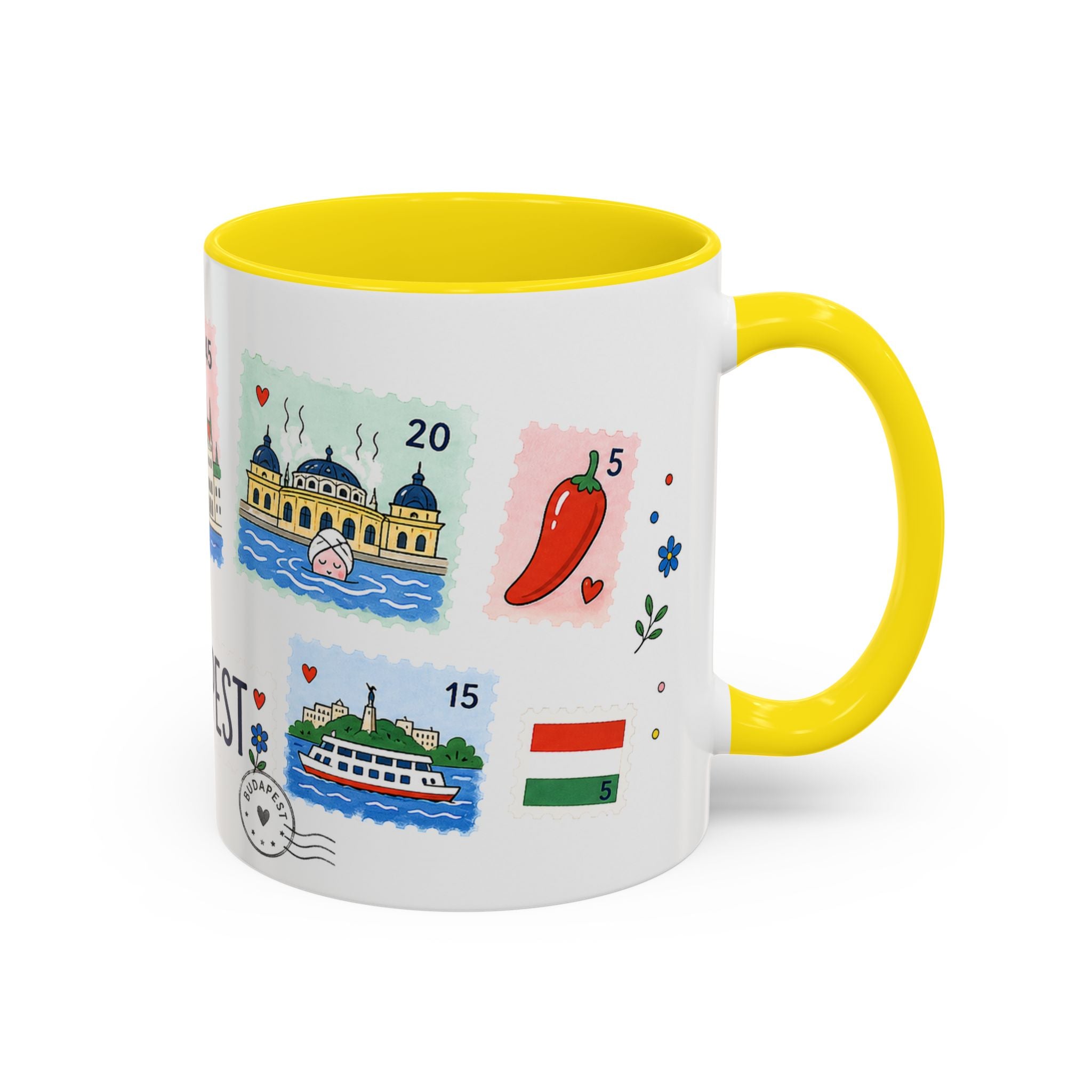 Budapest Coffee Mug | Postage Stamp Collage Mug | Travel Souvenir Accent Cup 11oz 15oz