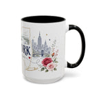 New York State Map Mug | Botanical Rose Accents, Long Distance Friendship Gift
