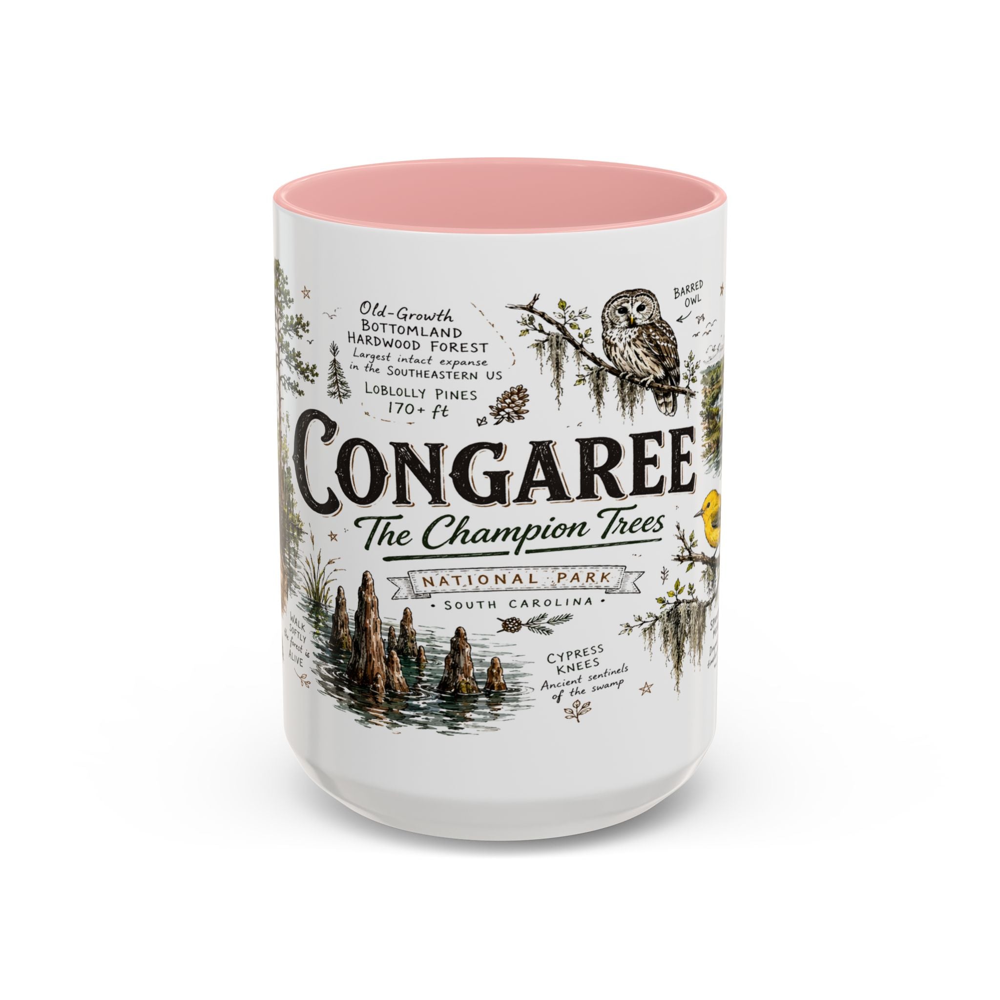 Congaree National Park Coffee Mug | South Carolina Forest Floodplain Gift | Accent Color Ceramic 11oz 15oz