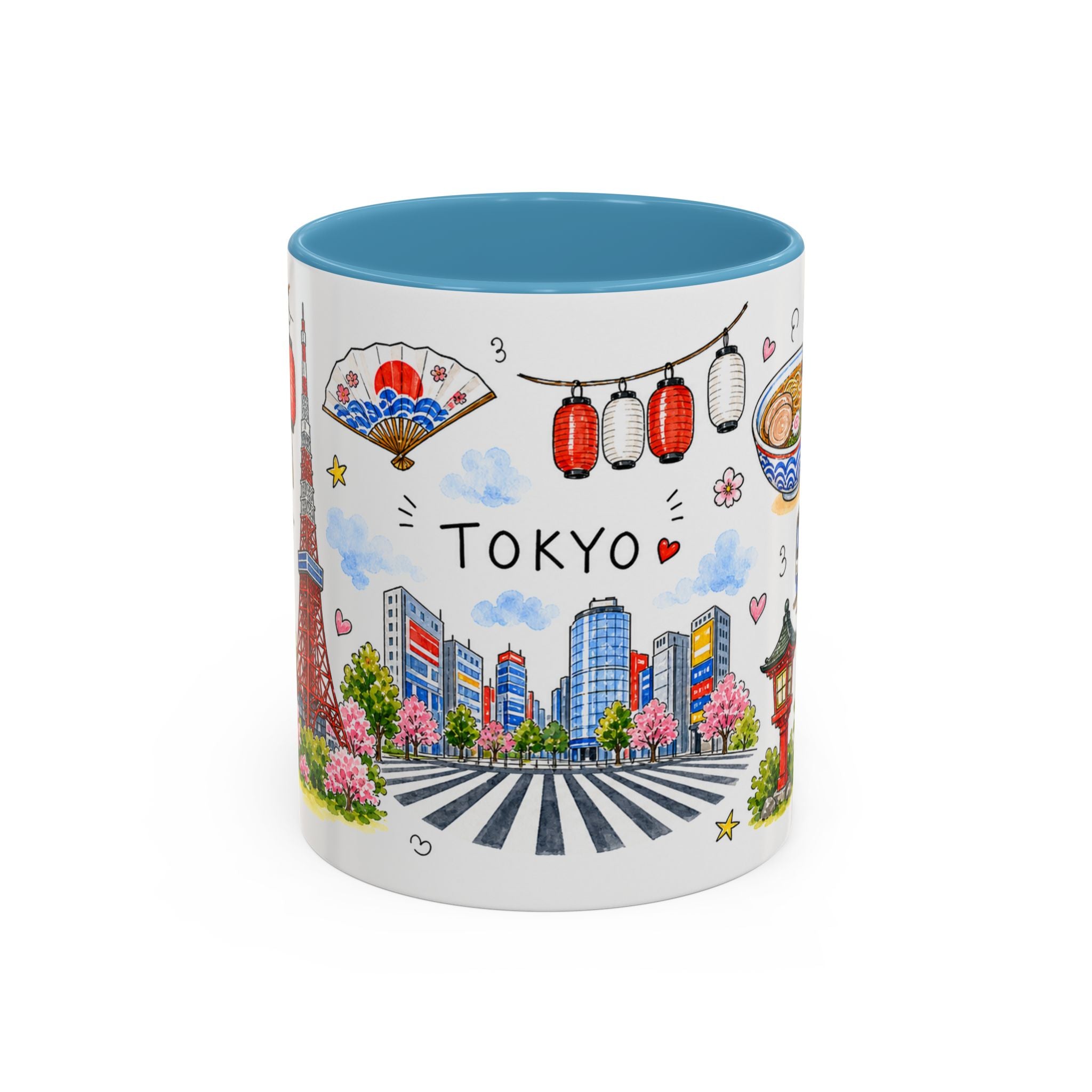 Tokyo Illustrated Travel Mug | City Souvenir Accent Coffee Mug | 11oz 15oz Ceramic Cup