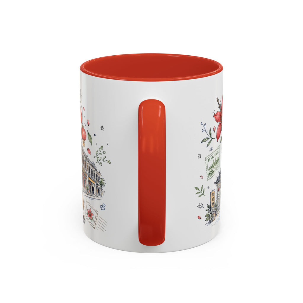 Guangzhou Coffee Mug | China Souvenir Travel Gift | Accent Color Ceramic 11oz 15oz