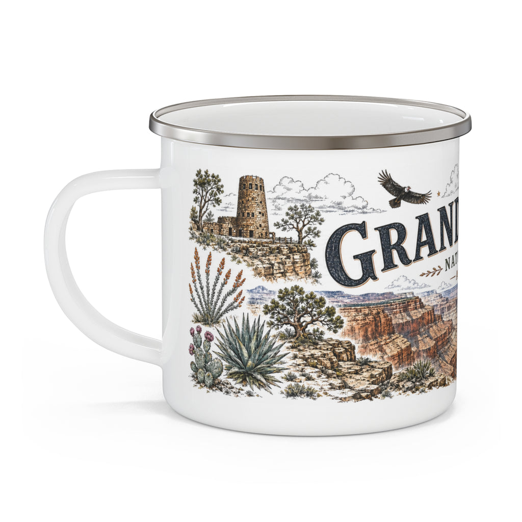Grand Canyon National Park Vintage Enamel Camping Mug | 12oz National Park Hiking Gift