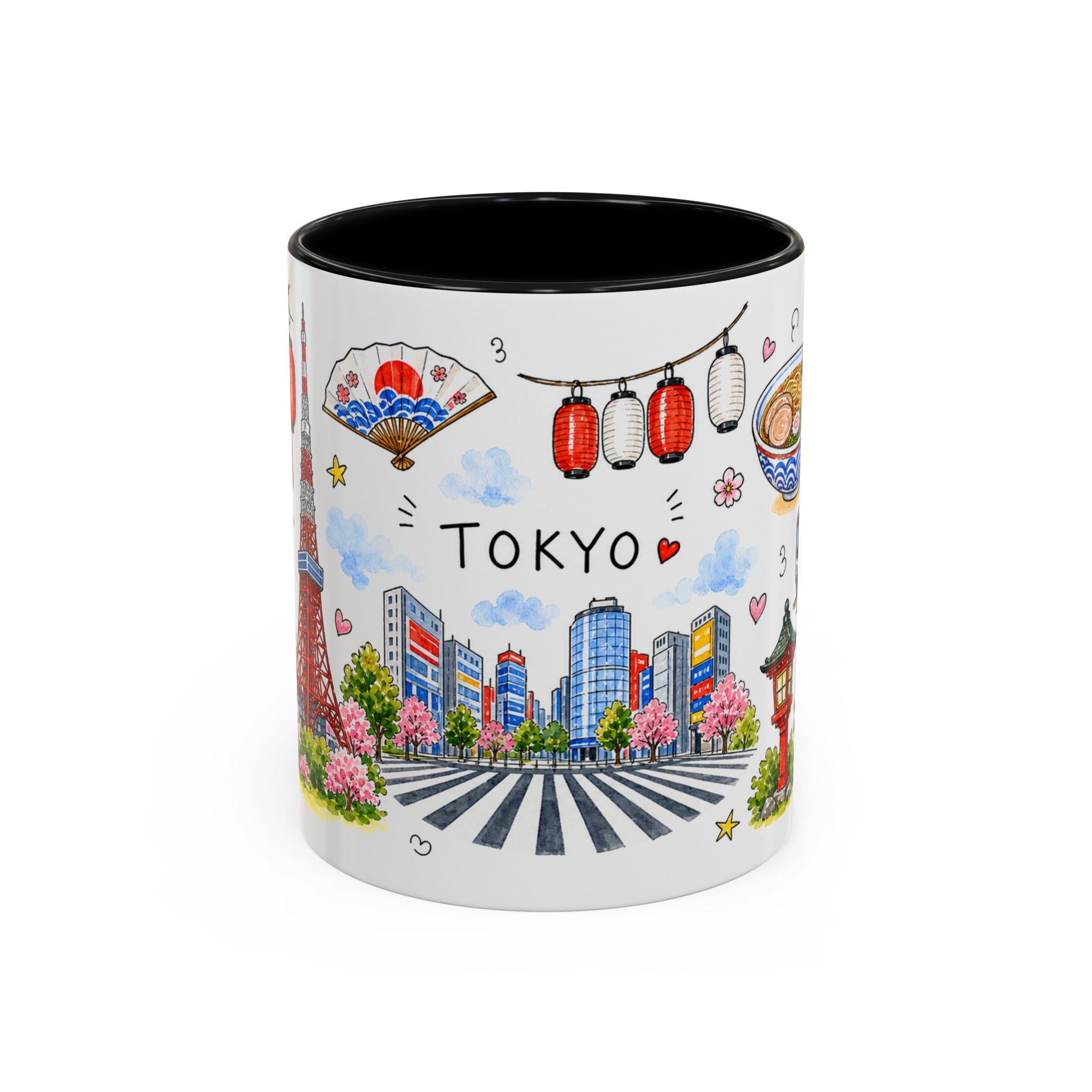 Tokyo Illustrated Travel Mug | City Souvenir Accent Coffee Mug | 11oz 15oz Ceramic Cup