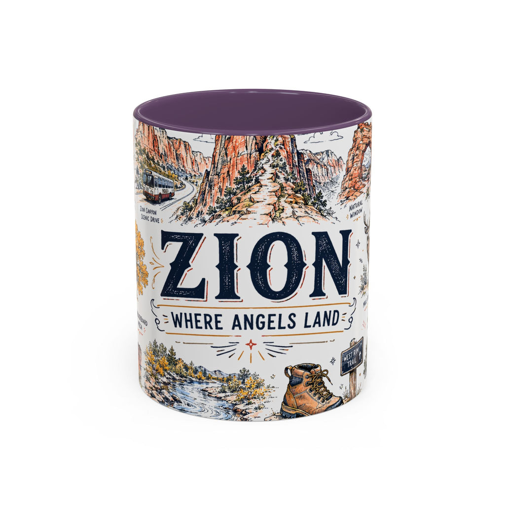 Zion National Park Coffee Mug | Hiking Camping Nature Gift | Accent Color Ceramic 11oz 15oz