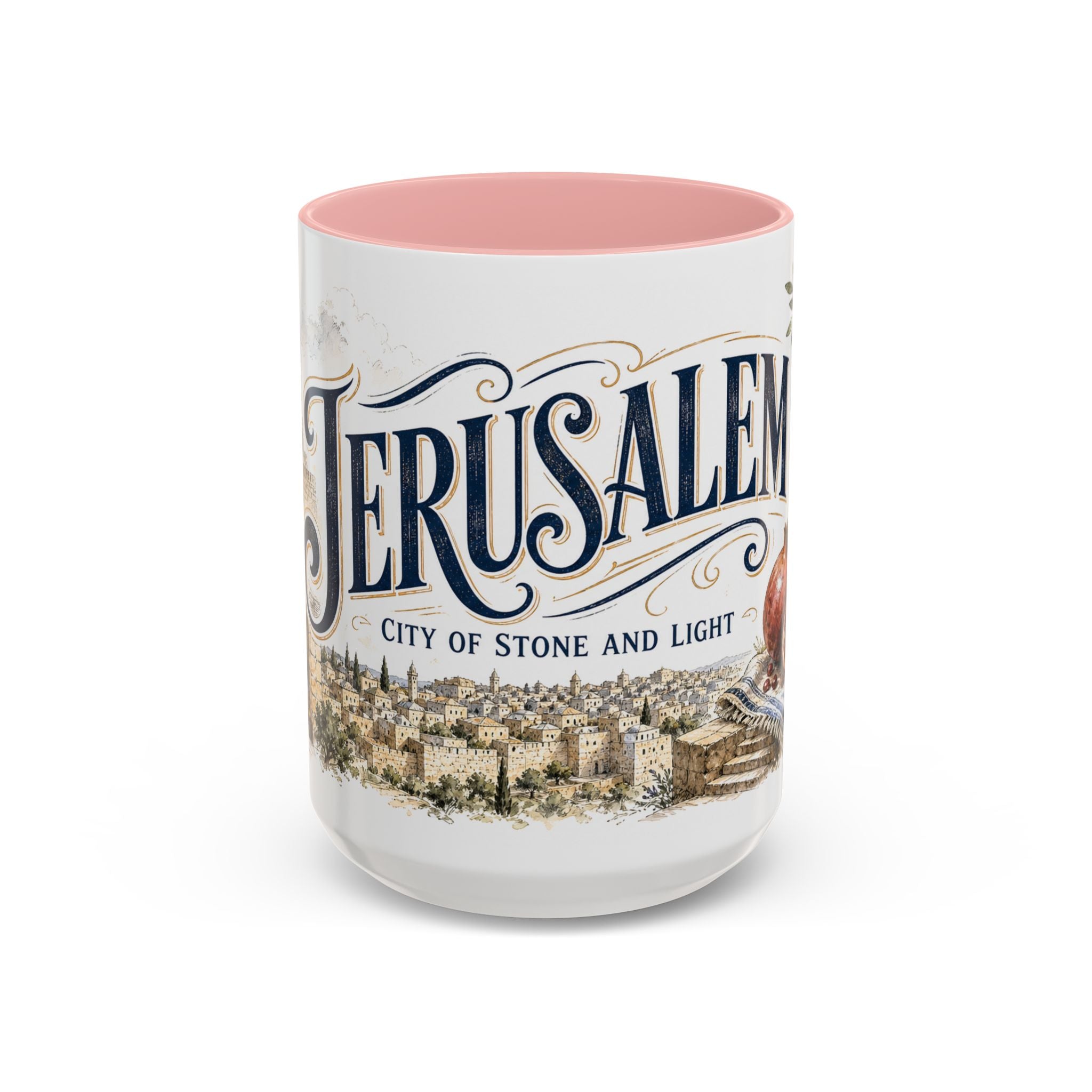 Jerusalem Coffee Mug | Jerusalem region Travel Souvenir | Vintage Illustrated City Gift | 11 oz 15 oz Accent Mug