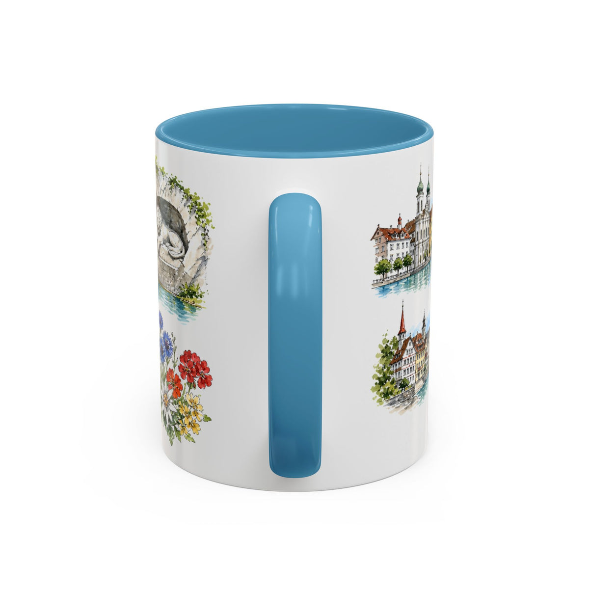 Lucerne Illustrated Travel Mug | City Souvenir Accent Coffee Mug | 11oz 15oz Ceramic Cup