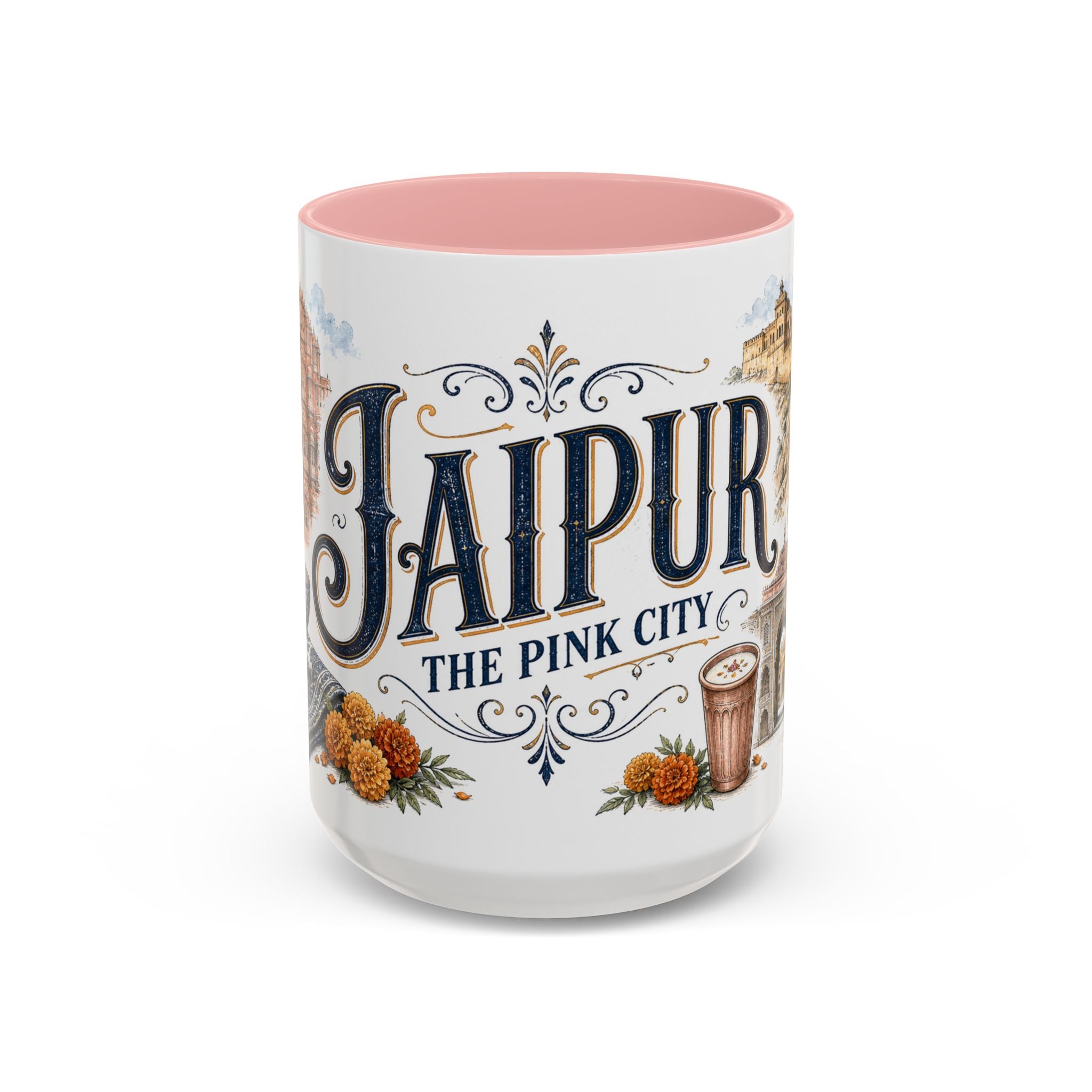 Jaipur Coffee Mug | India Travel Souvenir | Vintage Illustrated City Gift | 11 oz 15 oz Accent Mug