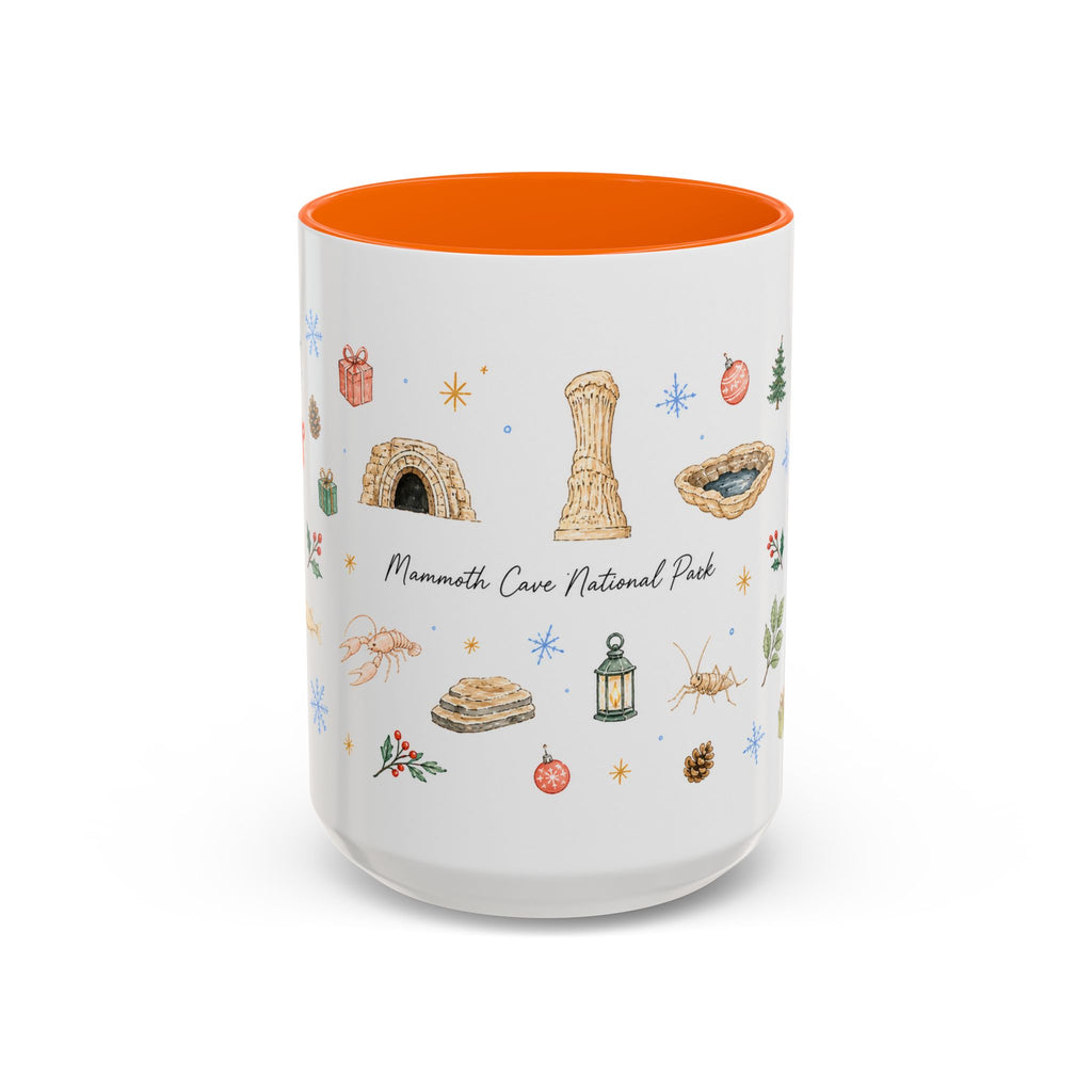 Mammoth Cave National Park Christmas Mug | Watercolor Travel Souvenir | Holiday Gift | Accent Ceramic Coffee Cup 11oz 15oz