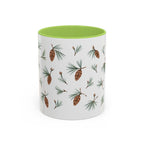 Maine White Pine Cone and Tassel Mug, State Flower Floral Coffee Cup, 11oz Botanical Gift