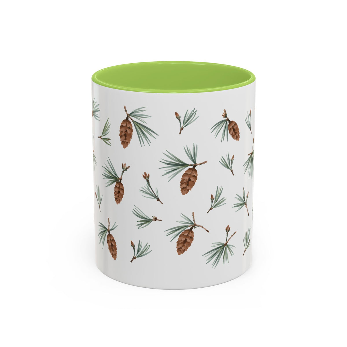 Maine White Pine Cone and Tassel Mug, State Flower Floral Coffee Cup, 11oz Botanical Gift